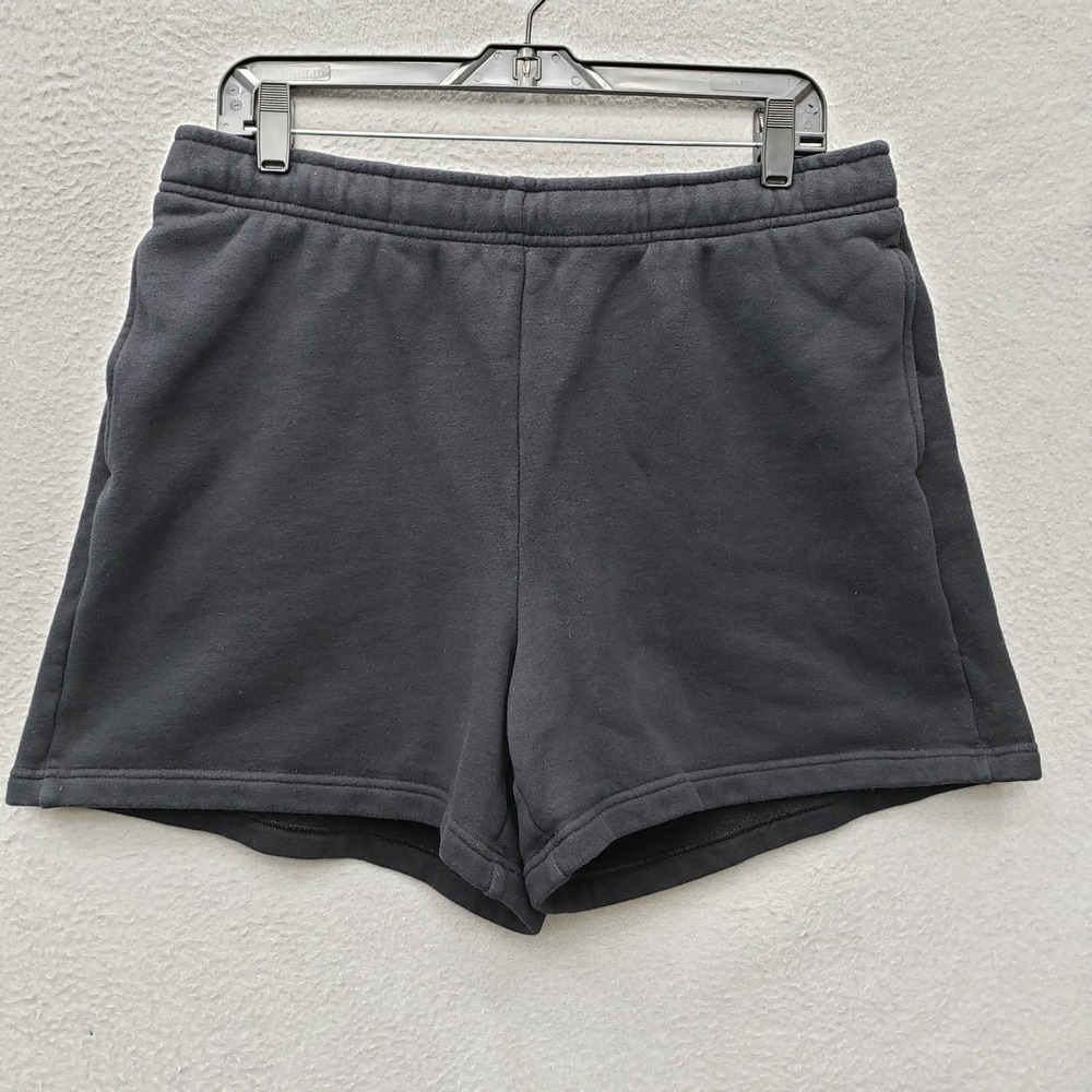 Aritzia Tna Cozy Fleece Sweat Shorts Solid Black Comfy Lounge Basic Size Large